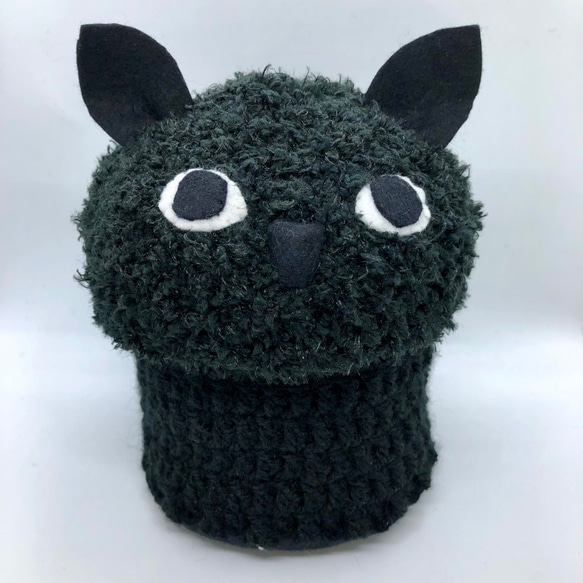 ペットの猫のお骨入れ（骨壺）カバー/PetPot アーモンドアイ黒猫