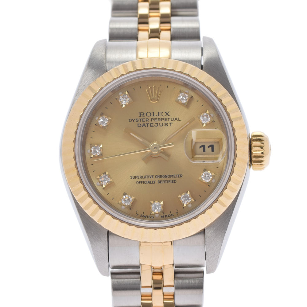 ROLEX ロレックス デイトジャスト 10Pダイヤ 69173G レディース YG/SS 腕時計 自動巻き シャンパン文字盤 Aランク 中古 