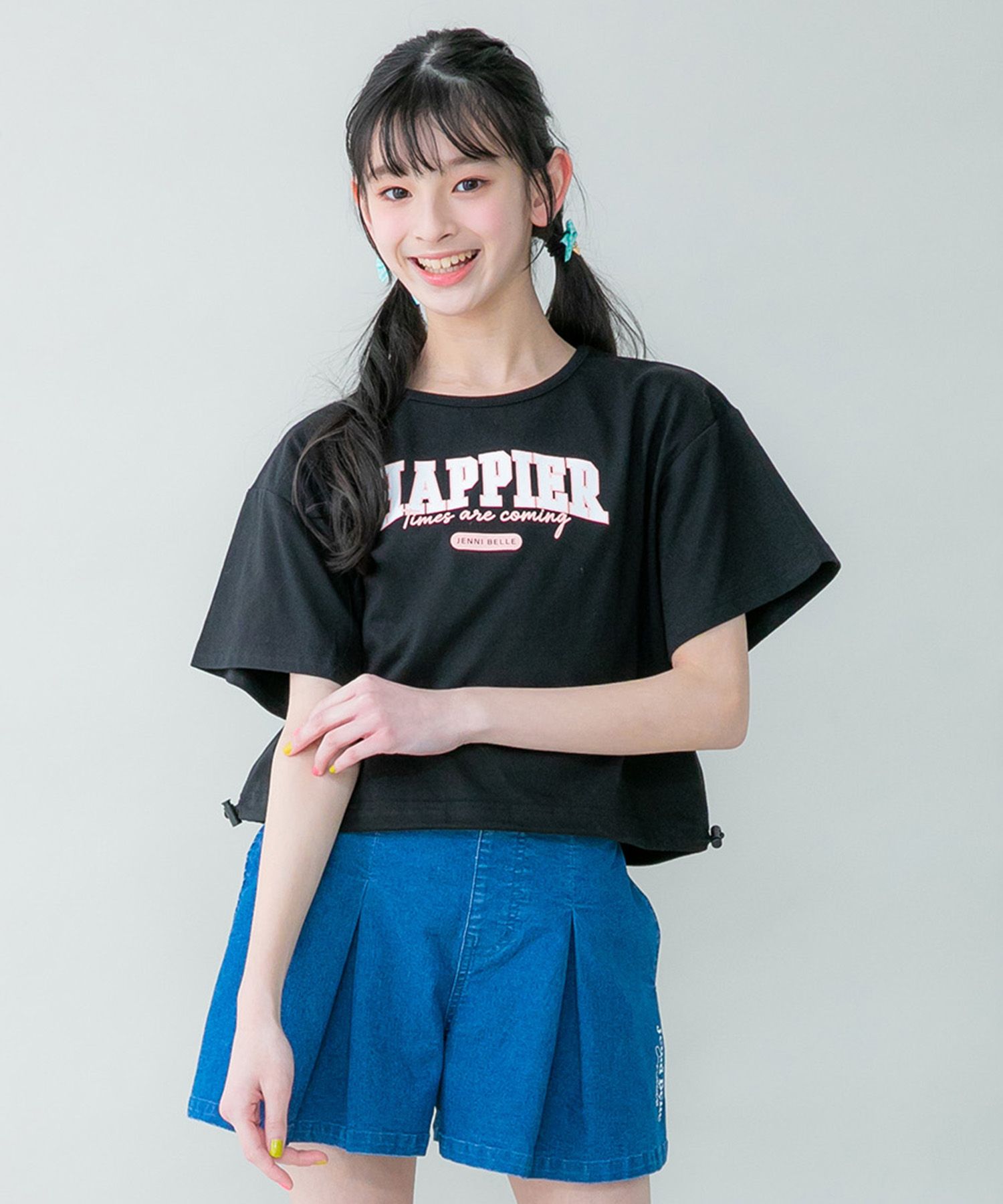 ジェニィベル/【WEB限定】防蚊すそドロストショート丈Tシャツ