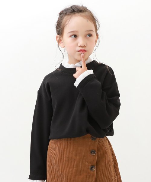 重ね着風フリル スウェットトレーナー 子供服 キッズ 女の子 トップス パーカー トレーナー 綿100% 吸汗 裏毛