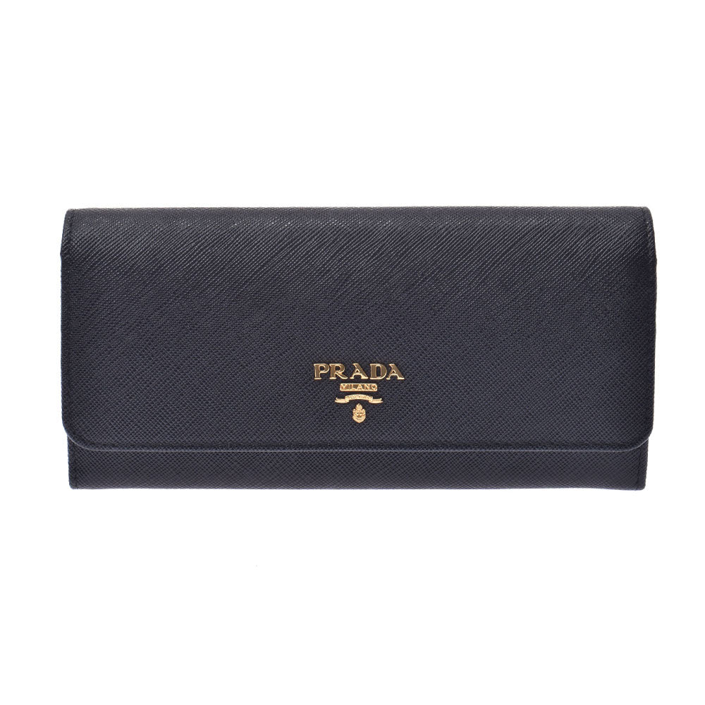 PRADA プラダファスナー長財布  黒 GP金具 レディース サフィアーノ 長財布 1MH132  中古