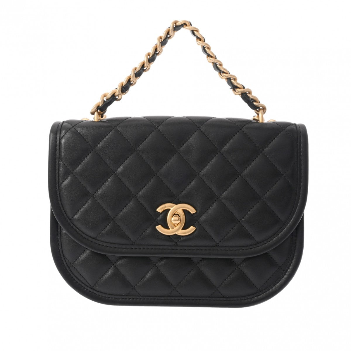 CHANEL シャネル チェーンショルダー ブラック AS2431 レディース ラムスキン ショルダーバッグ Aランク 中古 