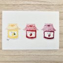 ????透明水彩画「jam」北欧イラスト　ポストカード  2枚セット　ジャム　いちごジャム　イチゴ　苺　ブドウ　ぶどう　レモン　キッチン雑貨????