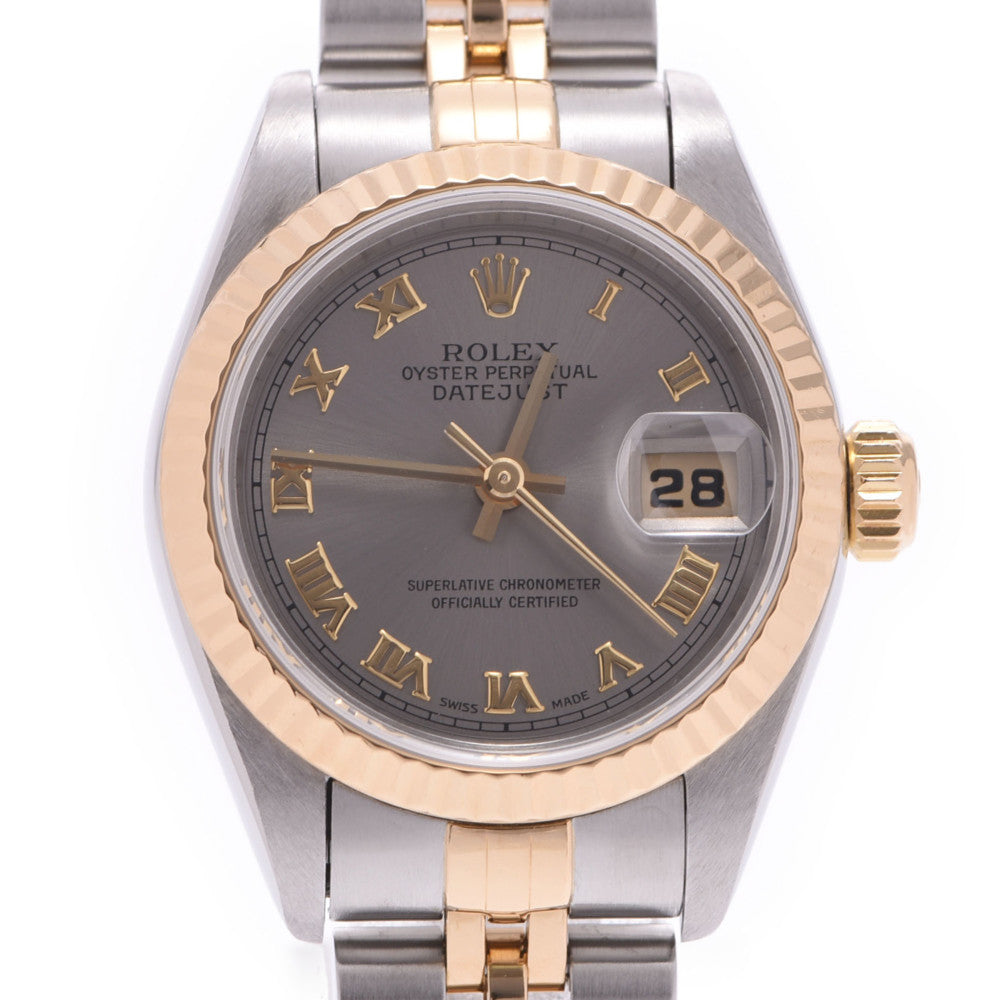 ROLEX ロレックス デイトジャスト 69173 レディース YG/SS 腕時計 自動巻き グレー文字盤 Aランク 中古 