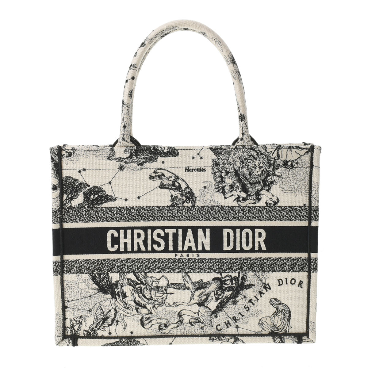 CHRISTIAN DIOR クリスチャンディオール ブックトート 36 白/黒 M1296ZRHZ_M941 レディース キャンバス エンブロイダリー ハンドバッグ Aランク 中古 