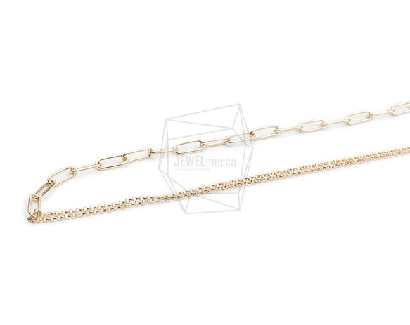 CHN-048-G【1個入り】ダブルネックレスチェーン,Two Chains necklace