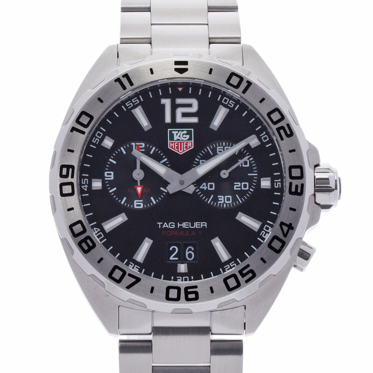 TAG HEUER タグホイヤー フォーミュラ1 アラーム WAZ111A.BA0875 メンズ SS 腕時計 クオーツ ブラック文字盤 Aランク 中古 