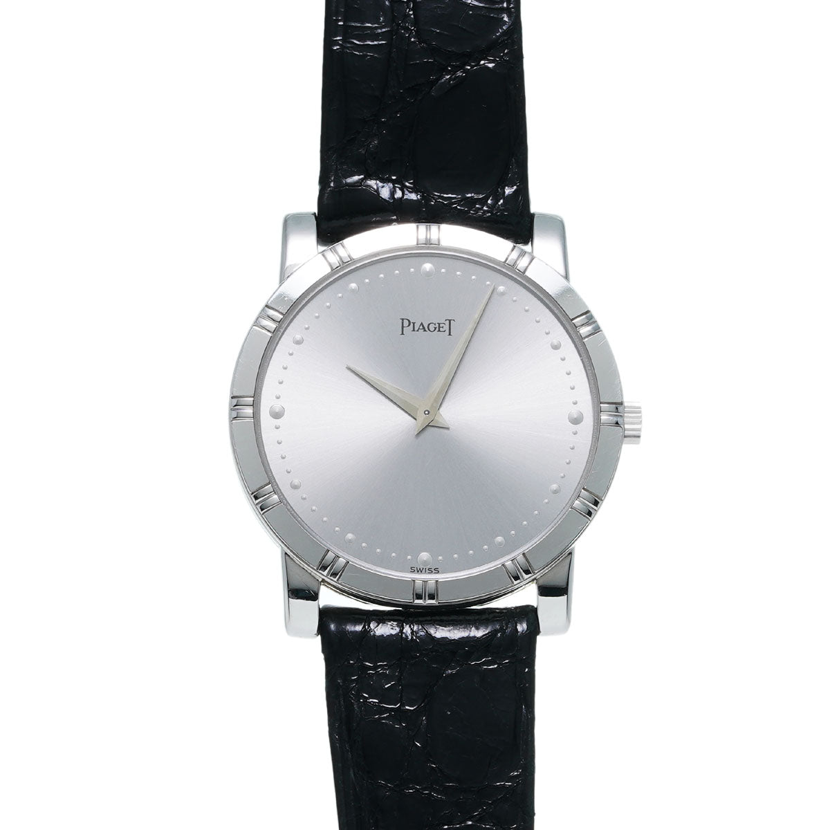 PIAGET ピアジェ ダンサー 94023 ボーイズ WG/革 腕時計 手巻き シルバー文字盤 Aランク 中古 