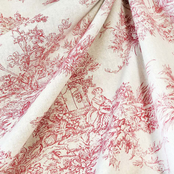 フランス輸入生地★Toile de Jouy Petit Trianon Rouge  New♪