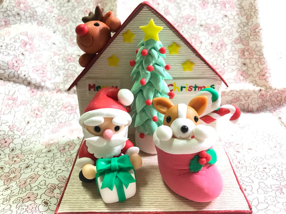 ☆クリスマスハウス サンタとわんちゃん(受注生産)Creema限定品