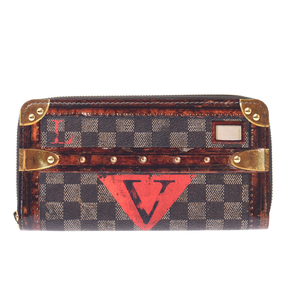 LOUIS VUITTON ルイヴィトン トランスフォームドダミエ ジッピーウォレット ブラウン M63490 ユニセックス コーティングキャンバス 長財布 Aランク 中古 