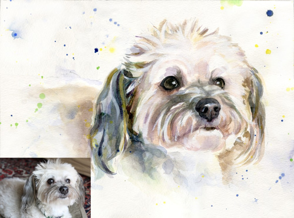 custom pet portrait painting, watercolor painting, gift