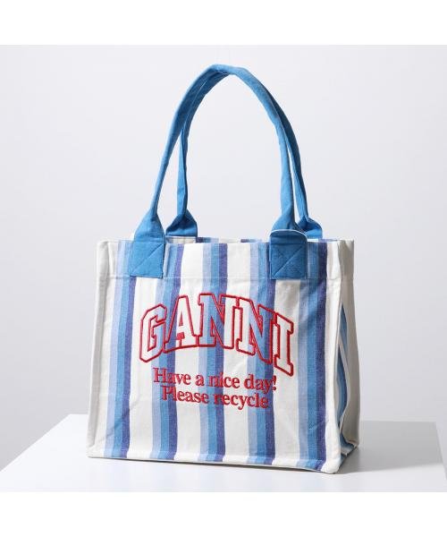 GANNI トートバッグ LARGE EASY SHOPPER STRIPES