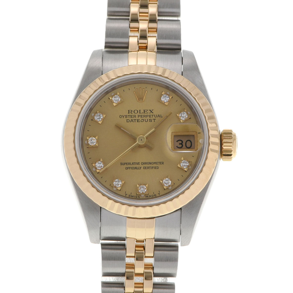 ROLEX ロレックス デイトジャスト 10Pダイヤ 69173G レディース YG/SS 腕時計 自動巻き シャンパン文字盤 Aランク 中古 