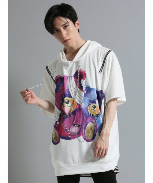 SD×PSYCHONATION 半袖BIGプルパーカー+タンク アンサンブル 半袖 メンズ Tシャツ カットソー カジュアル インナー ビジネス ギフト プレゼ