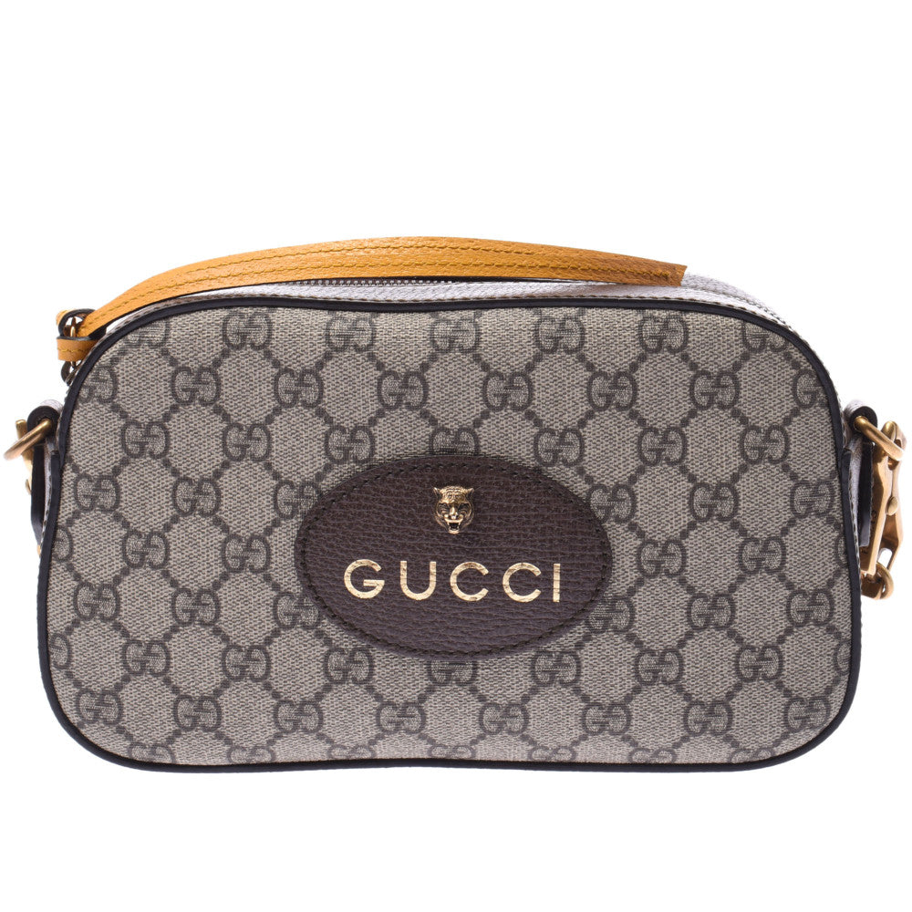 GUCCI グッチ ネオヴィンテージ メッセンジャーバッグ  グレージュ系/イエロー 476466 ユニセックス GGスプリームキャンバス ショルダーバッグ Aランク 中古 