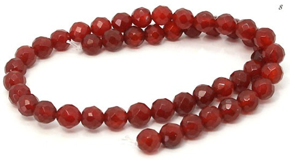 カーネリアン(レッドアゲート)　丸玉ファセットカットビーズ　8mm　carnelian-cut-8