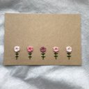 紙刺繍　メッセージカード　ピンクの花