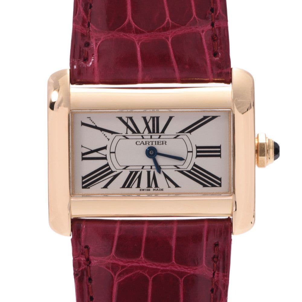 CARTIER カルティエ ミニタンク ディヴァン 2020年コンプリート済 W6300356 ボーイズ YG/革 腕時計 クオーツ 白文字盤 Aランク 中古 