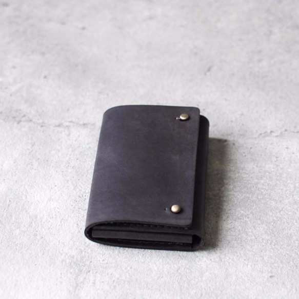 Iron grey leather card holder/wallet