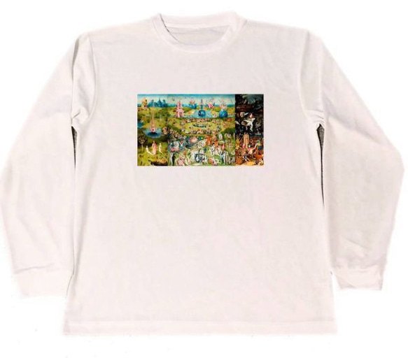 ヒエロニムス・ボス　ドライ　ロング　Tシャツ　名画　絵画　アート　グッズ　快楽の園　ロンT　白