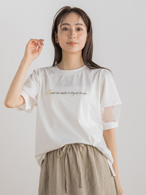 【WEB別注】プレーティング天竺袖シアーTシャツ≪洗濯機で洗える≫