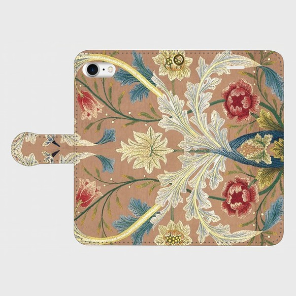 【モリス柄最多の品揃え　高精細画像使用】モリス　手帳型　Android floral embroidery