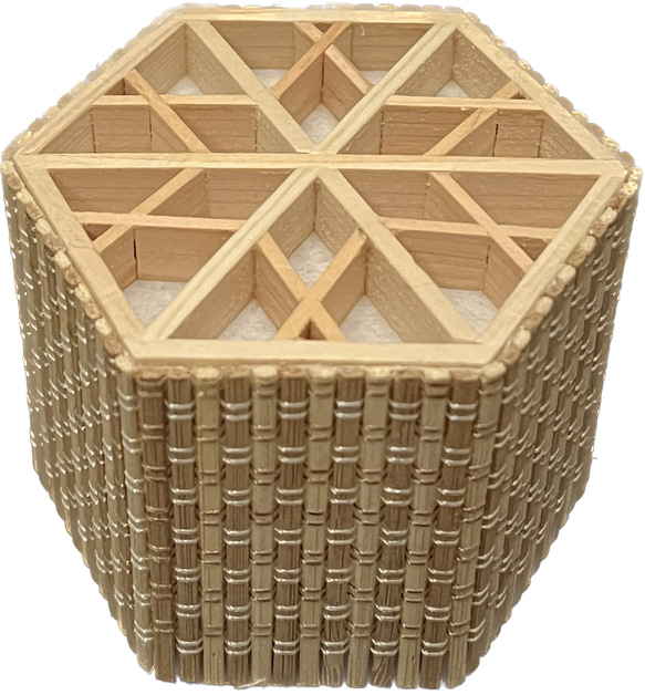 Hexagonal Bamboo Lamp With Kumiko - Small