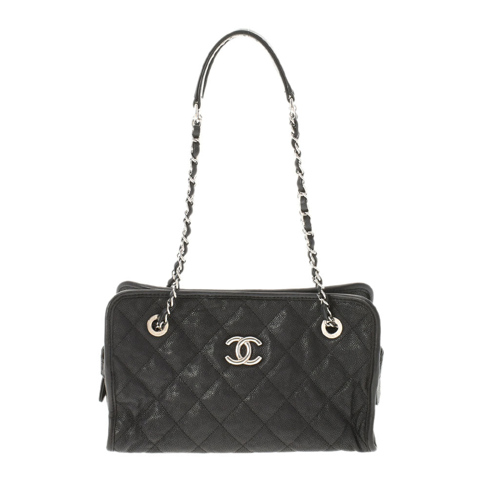 CHANEL シャネル マトラッセ チェーンバッグ 黒 シルバー金具 レディース  ソフトキャビア セミショルダーバッグ ABランク 中古 