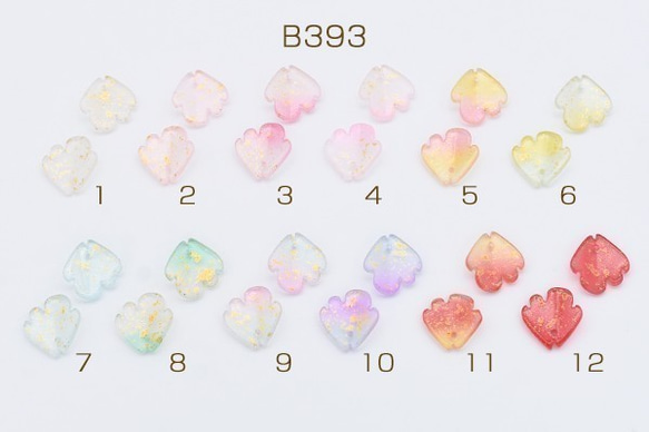 B393-11 60個 チェコガラスチャーム ゴールド 箔入り 花びら 1穴 17×18mm 全12色 3X【20ヶ】