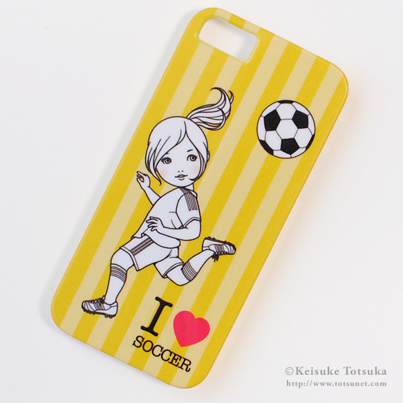 iPhoneケース／I LOVE SOCCER (イエロー)