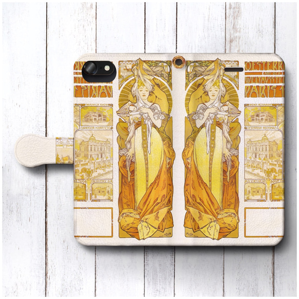 【アルフォンス ミュシャ パリ 1900年】スマホケース手帳型 全機種対応 絵画 かわいい iPhoneXR