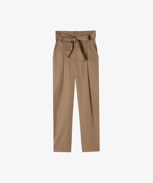 WU40 PANTALON リボンベルトタックパンツ