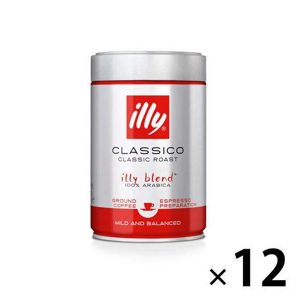 【コーヒー粉】イリー（illy)ブレンド　エスプレッソ粉　ミディアムロースト（クラシコ） 1箱（250g×12缶）