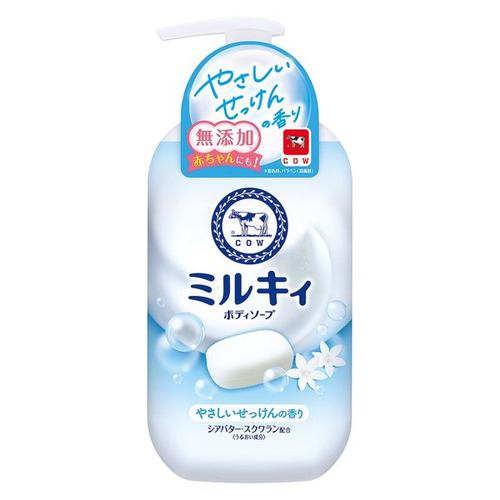 牛乳石鹸 ミルキィボディソープやさしいせっけんポンプ付 500ml