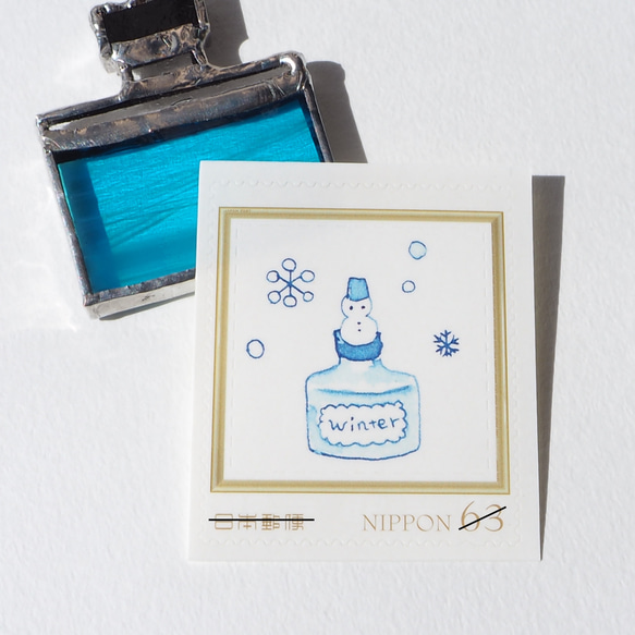 ※63円切手2枚 Little ink snowman