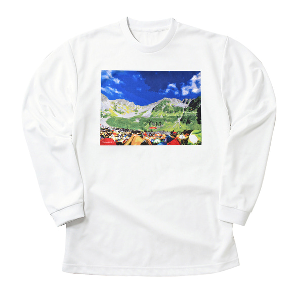 涸沢カール 穂高岳 長袖Tシャツ ホワイト ドライ 吸水速乾 山 登山