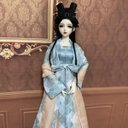 BJD DOLL ドール服 漢服 3点セット1/3サイズ 1/4サイズ 1/6ドール衣装 bjd1/3 doll服 球体関節人形服  女の子 中国古代風のワンピース ブルー