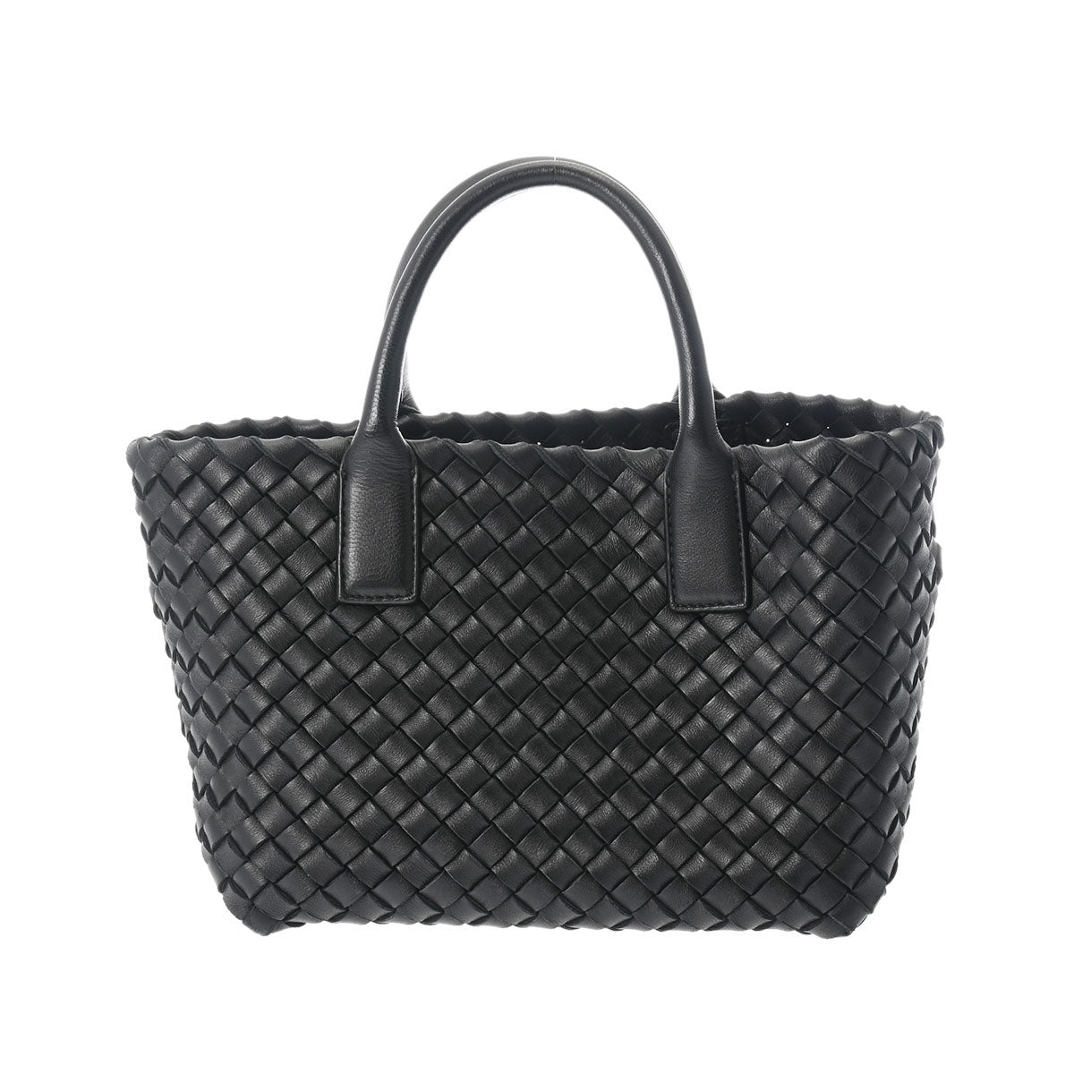 BOTTEGAVENETA ボッテガヴェネタ イントレチャート ミニカバ 2WAY 黒 709464 レディース ラムスキン ハンドバッグ Aランク 中古 