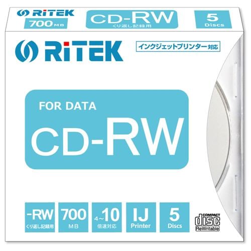 RiTEK CD-RW700.PW5P A データ用CD-RW700MB５枚スリムケース ホワイト