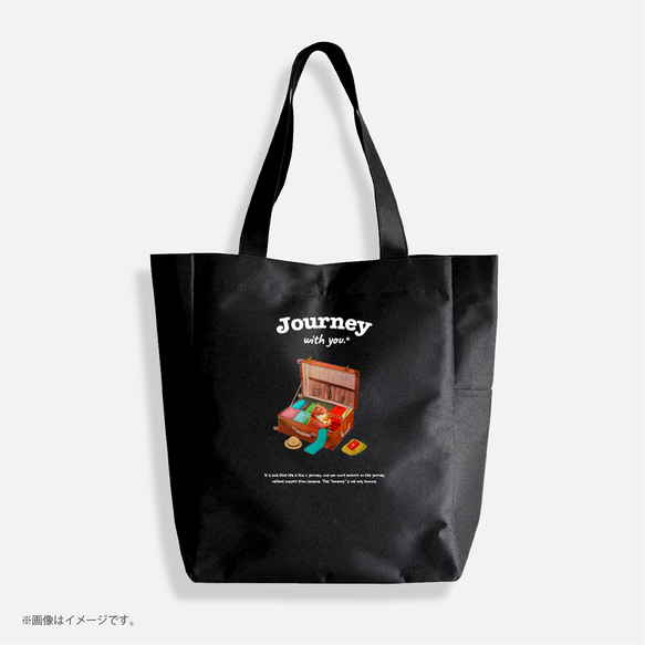 大きめサイズ/「Journey with you 一緒にいく気のネコ」/しっかりトートバッグ/送料無料