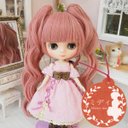 ミディブライス ウィッグ 姫バングツーテール フェアリーピンク 7.5インチ/ドール Blythe