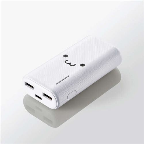 エレコム DE-C23L-6700WF モバイルバッテリー 6700mAh Type-C USB-A×2 Type-C×1 ホワイトフェイス