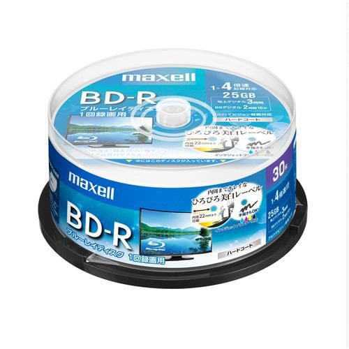 マクセル(Maxell) BRV25WPE30SP 録画用BD-R ひろびろ美白レーベルディスク 1-4倍 25GB 30枚 スピンドルケース