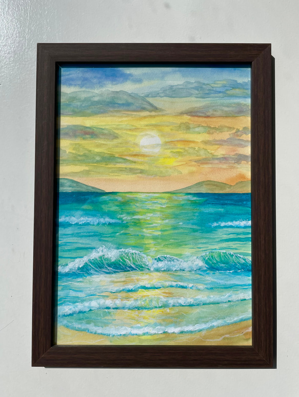 ORIGINAL PAINTING - sunset, ocean, 原画, オリジナルアート, 海の絵