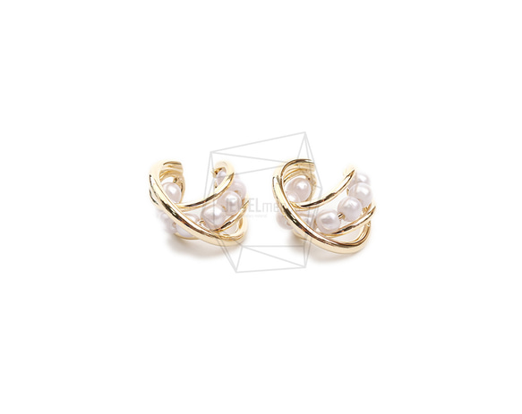 ERG-2083-G【2個入り】パールラウンドイヤーカフ/Pearl Round Earcuffs Earrings