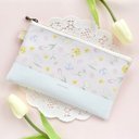 春の花々ライトピンクペンケース　メイクポーチ/化粧ポーチ/文房具/ふでばこ/桜/チューリップ/菜の花/パンジー/鈴蘭/マーガレット/バラ/かわいい/バイカラー/ピンク/ホワイト