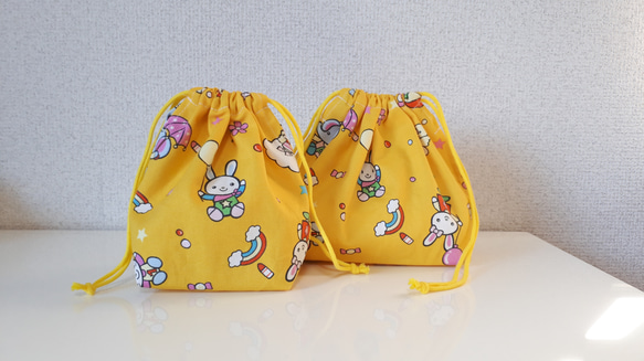 新作！かわいい動物たちのお弁当&コップ袋☆イエロー