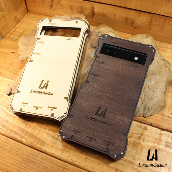 Pixel 6a ケース 木製 耐衝撃 ウッド wood case 木 本革 LUNBER ARMOR