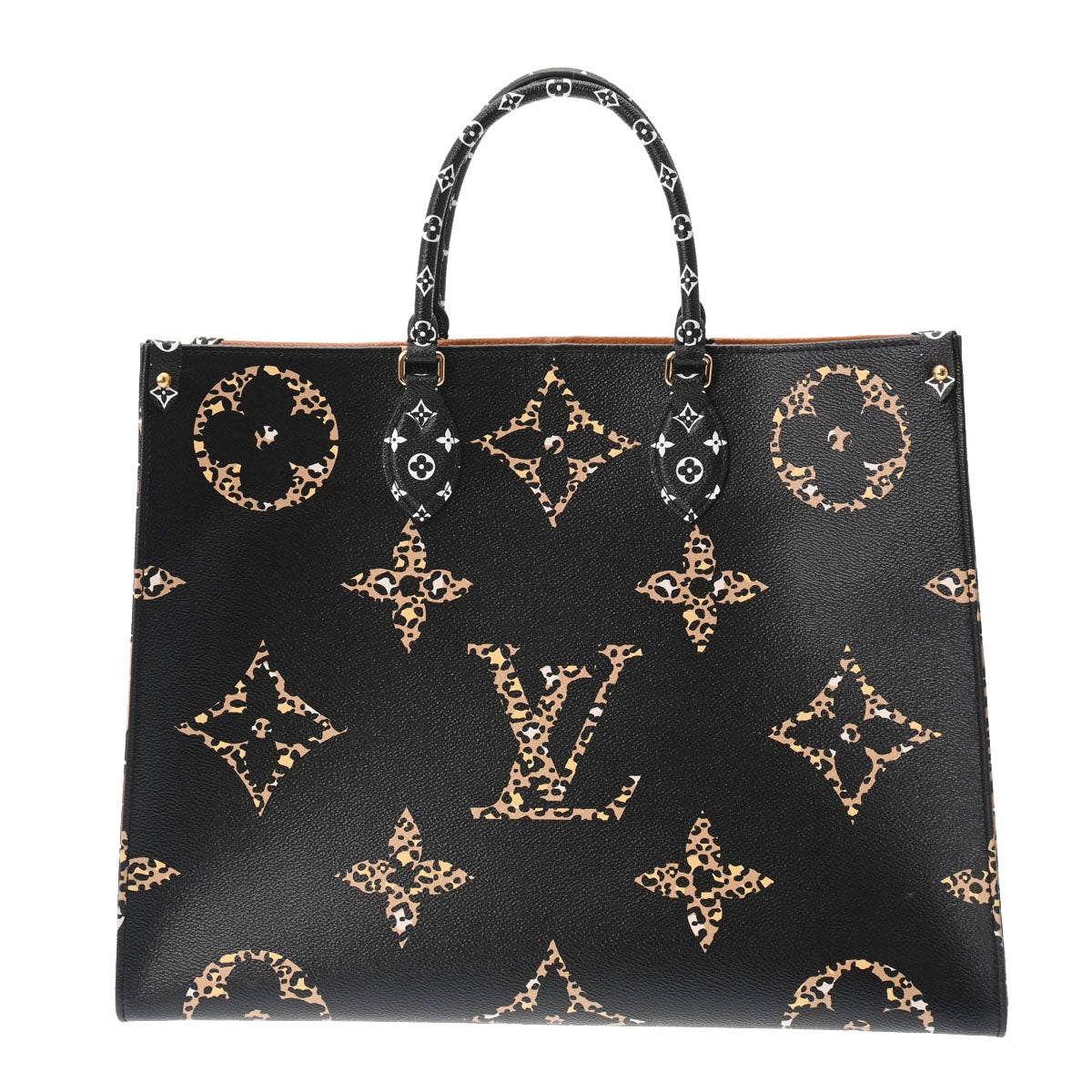 LOUIS VUITTON ルイヴィトン モノグラム ジャングル オンザゴーGM ノワール/レオパード M44674 レディース モノグラムキャンバス 2WAYバッグ Aランク 中古 